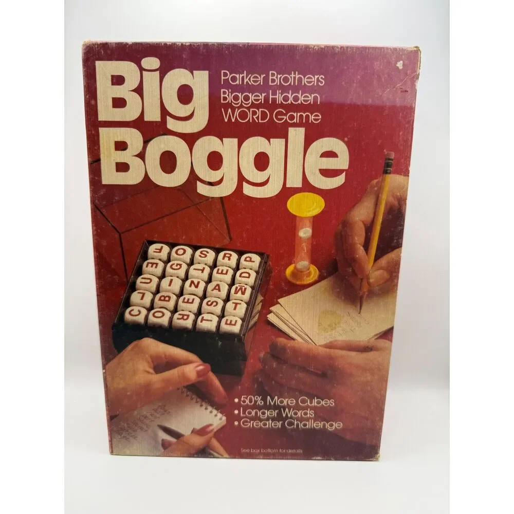Vintage 1979 Big Boggle Game Parker Brothers Wood Cubes Parts/Read Description